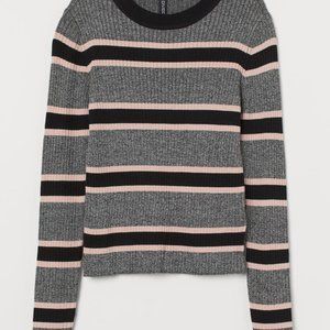Striped Knit Long Sleeve Top